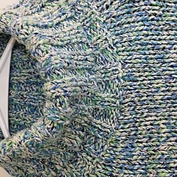 Liz Claiborne Chunky Cotton Blend Knit Coastal Beach Variegated Colors Sweater - Picture 9 of 11